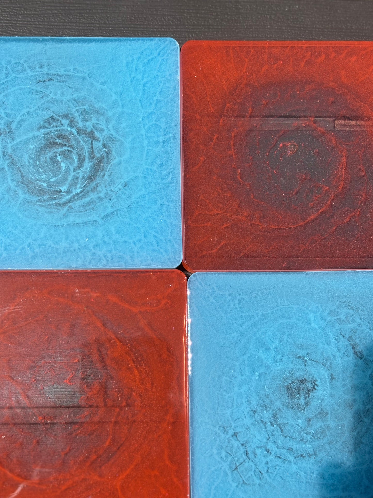 Red & Blue Square Coaster Set (4 pcs)