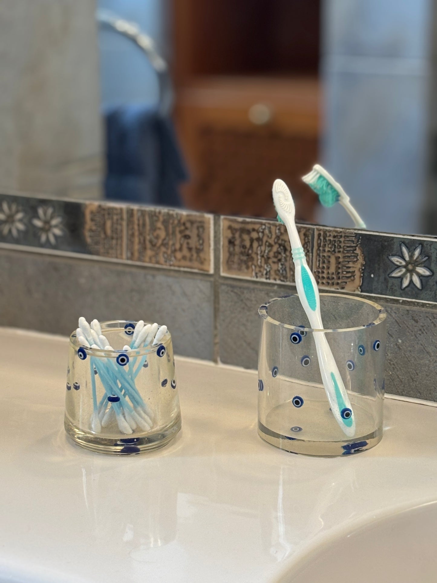 Blue Evil Eye Bathroom Set