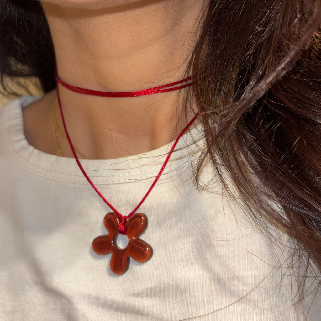 Flower Choker - Brown & Red
