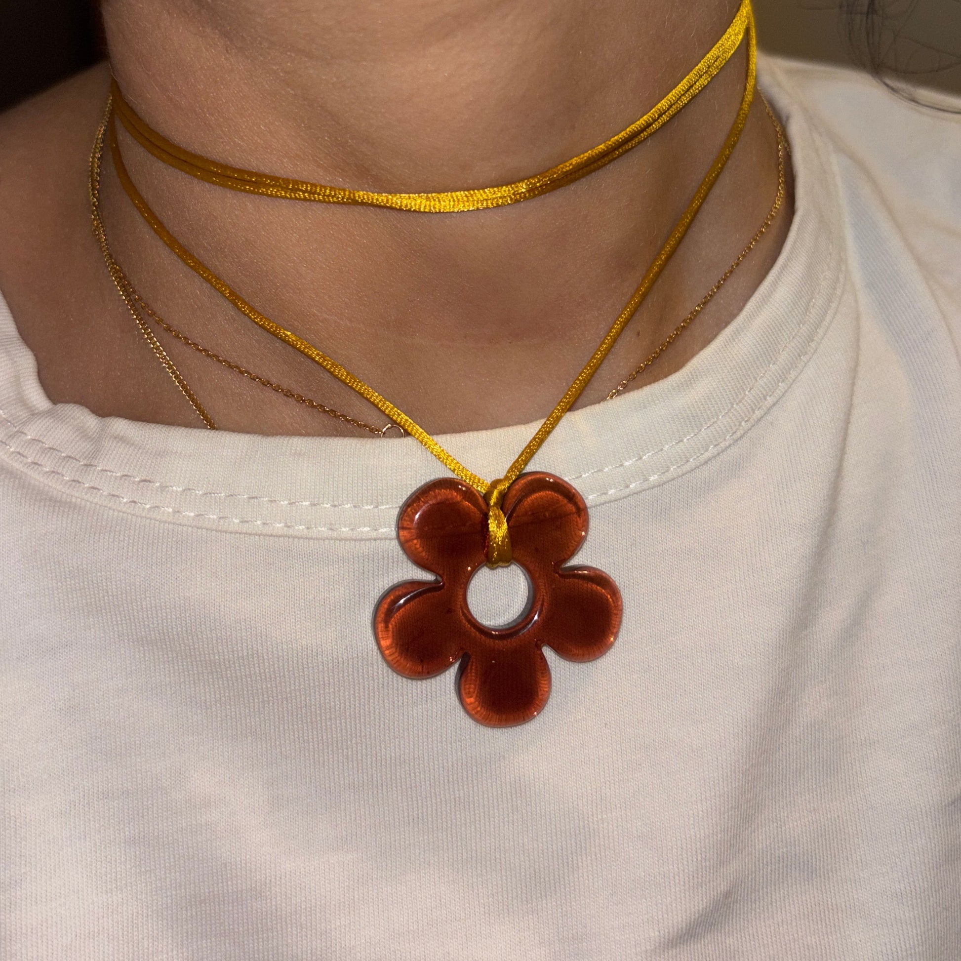 Flower Choker - Brown & Gold