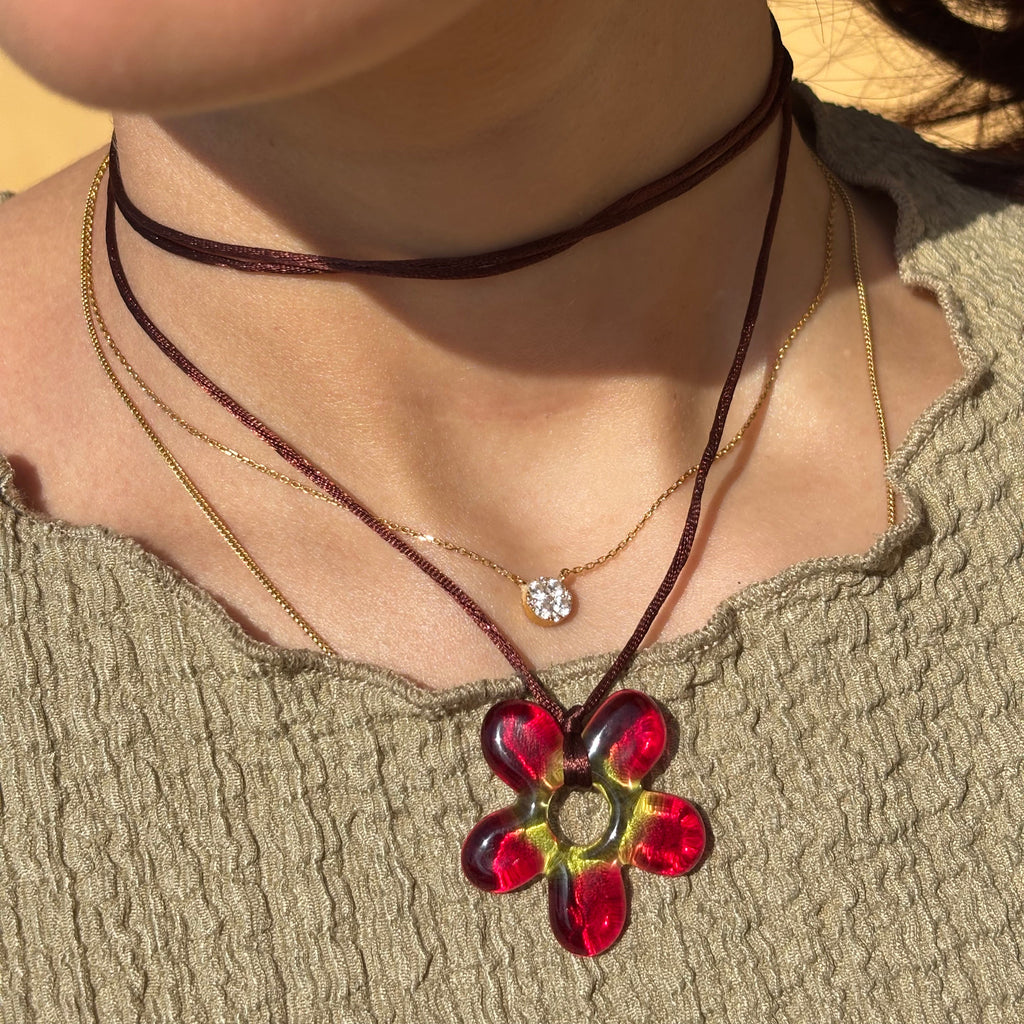 Flower Choker - Red & Lime