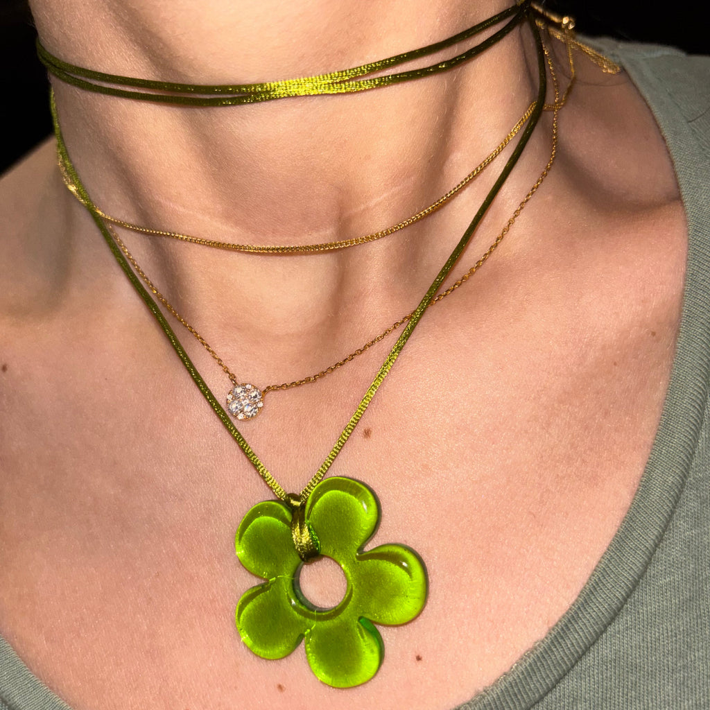 Flower Choker - Kiwi & Olive