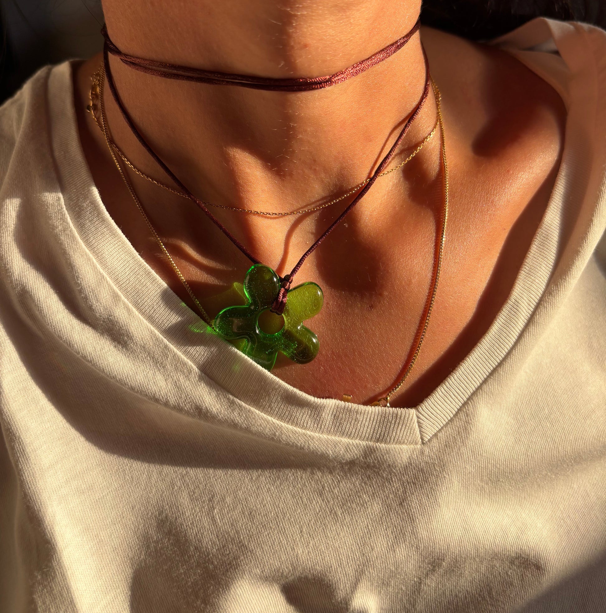 Flower Choker - Kiwi & Brown