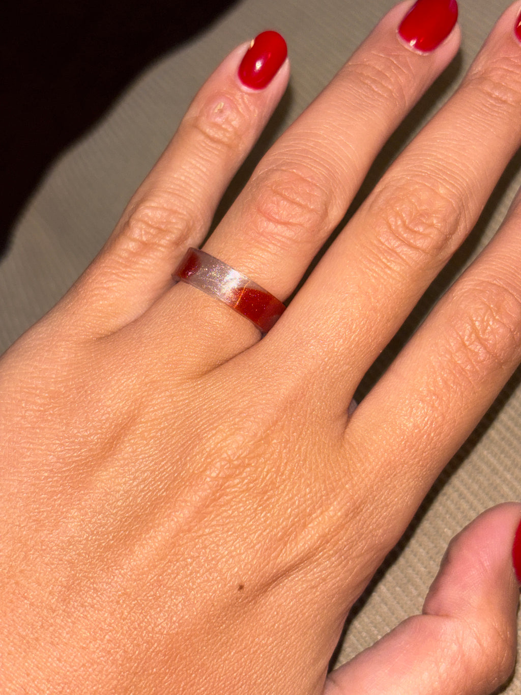 Red & Silver Frame Ring