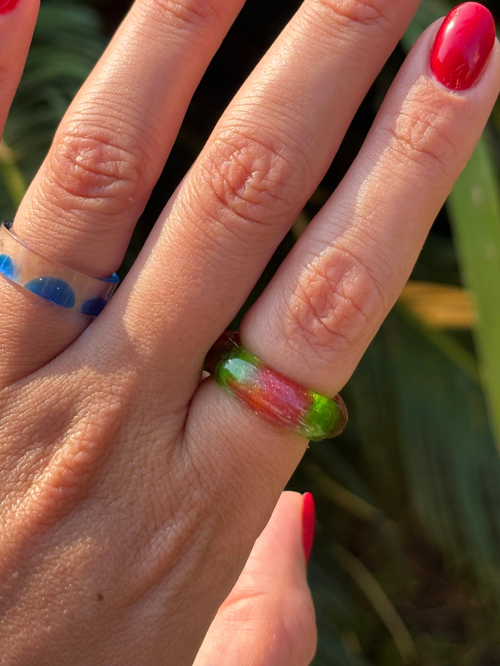 Red & Kiwi Halo Ring
