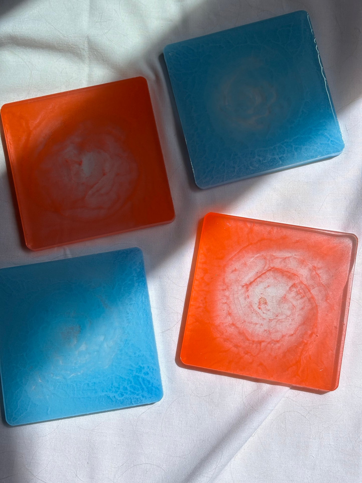 Red & Blue Square Coaster Set (4 pcs)