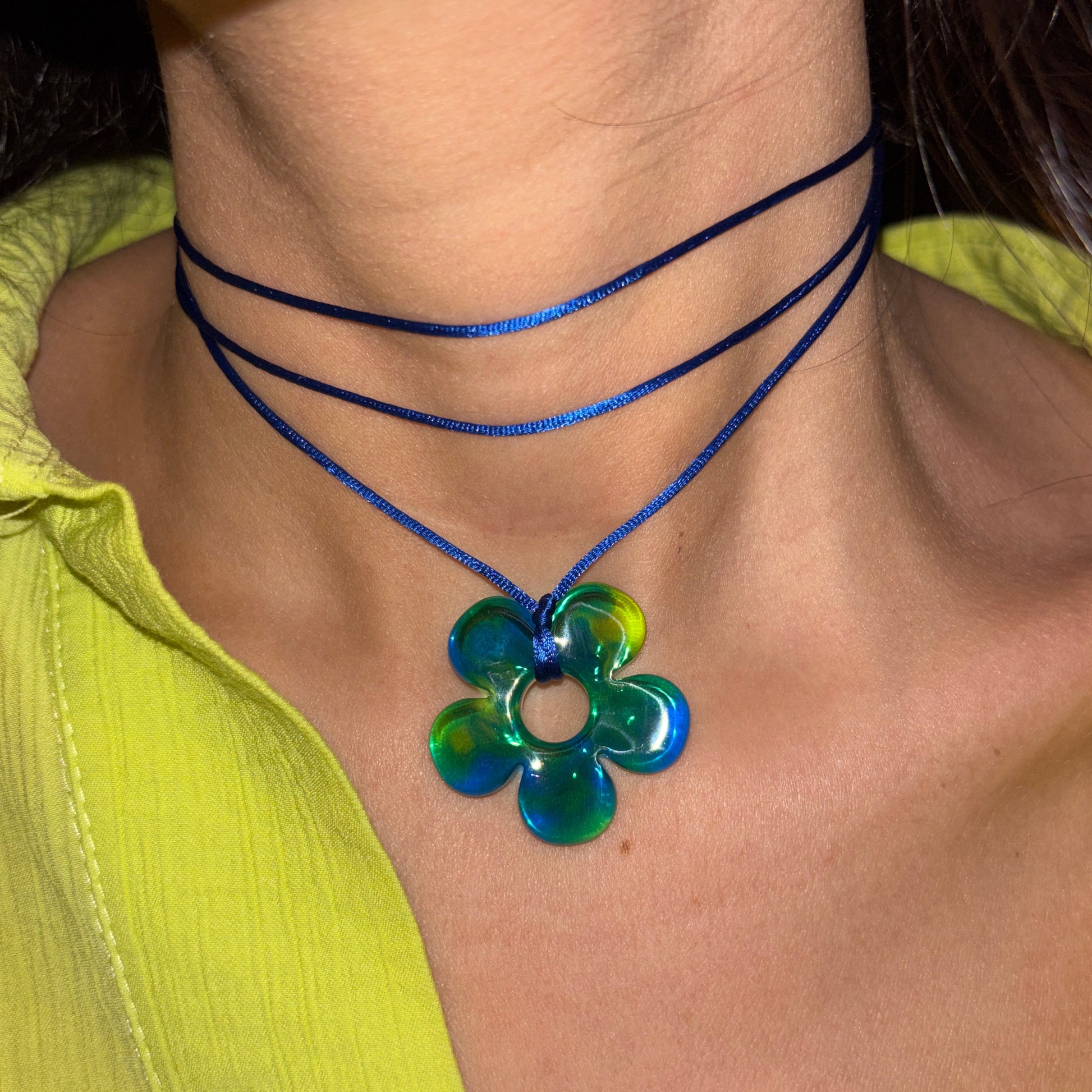 Flower Choker - Blue & Lime