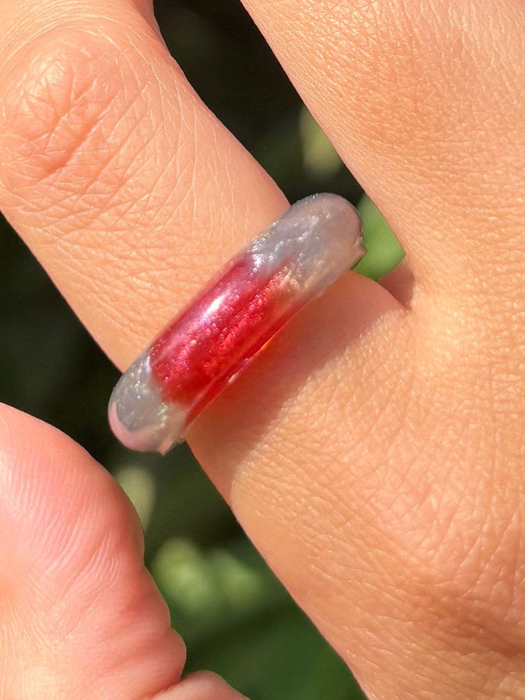 Red & Silver Halo Ring