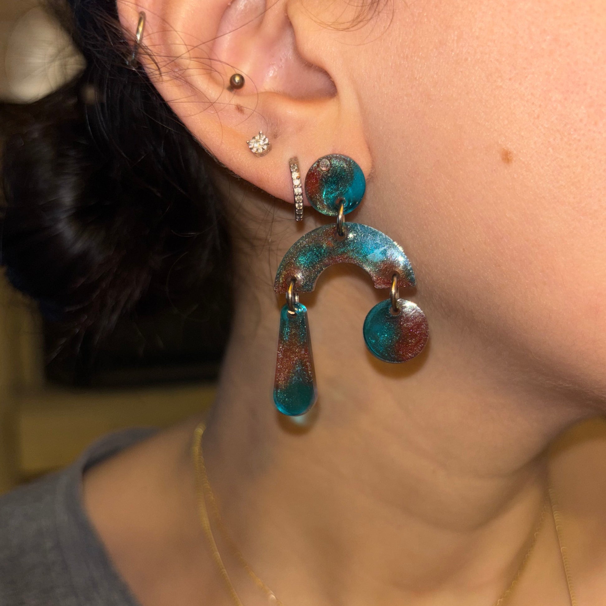 Burnt Teal - Earrings