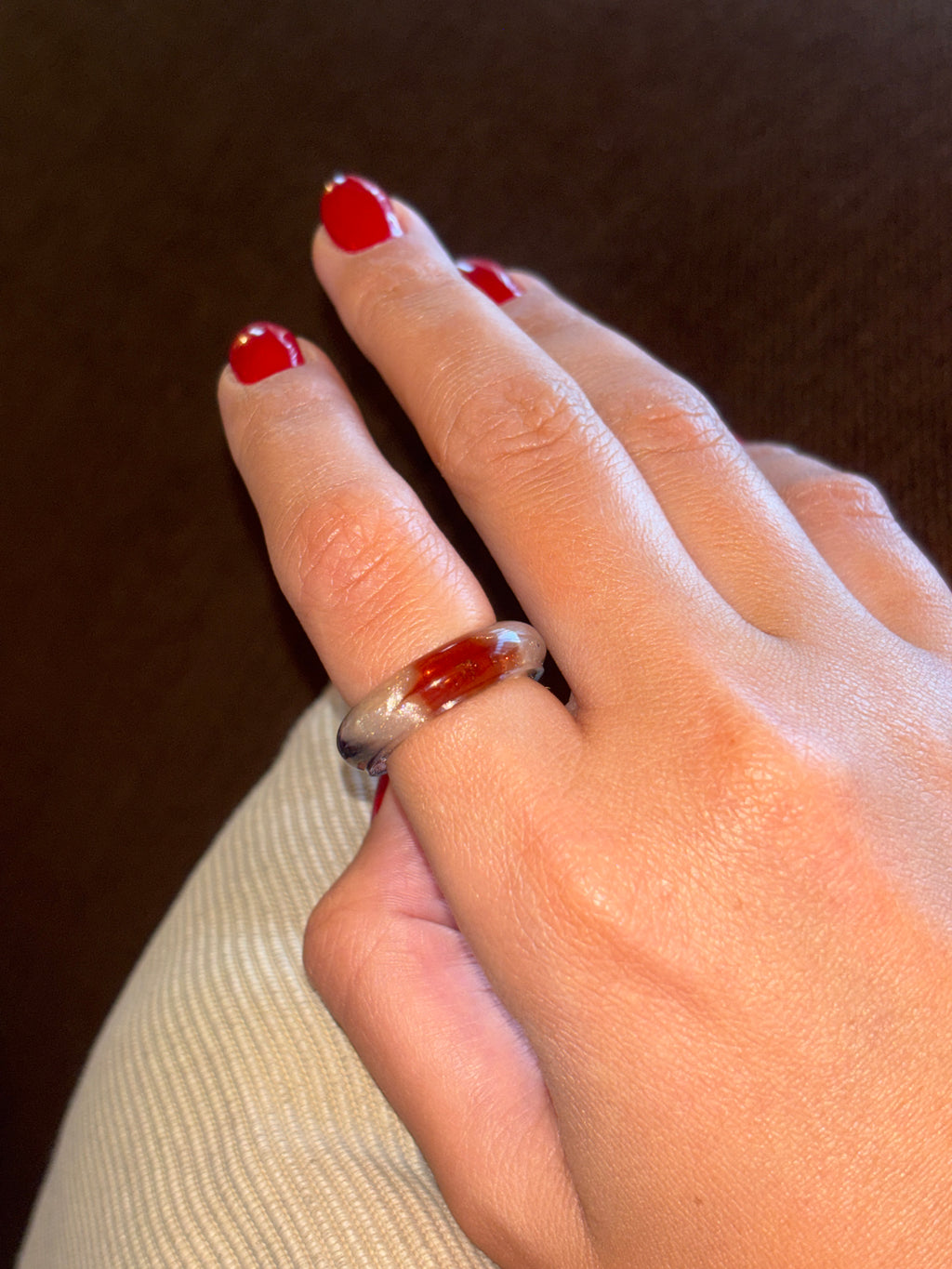 Brown & Beige Halo Ring