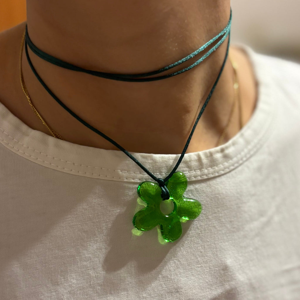 Flower Choker - Kiwi & Dark Green