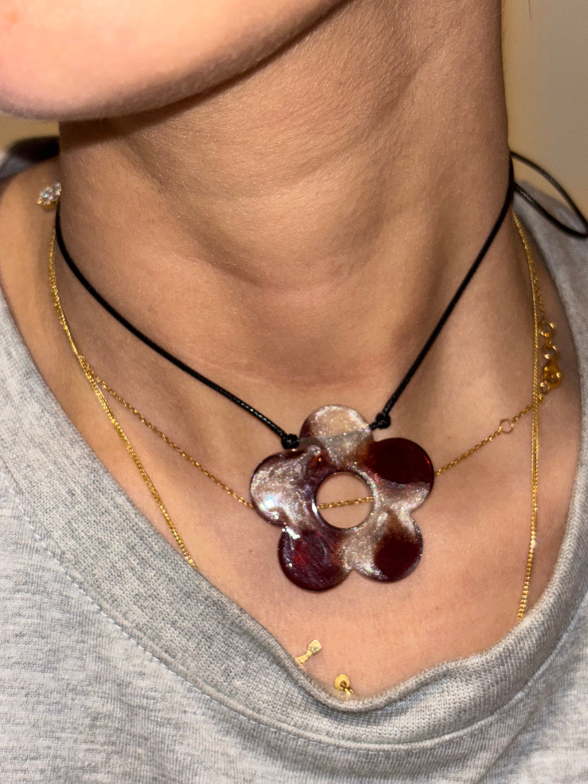 Brown & Beige Flower Choker