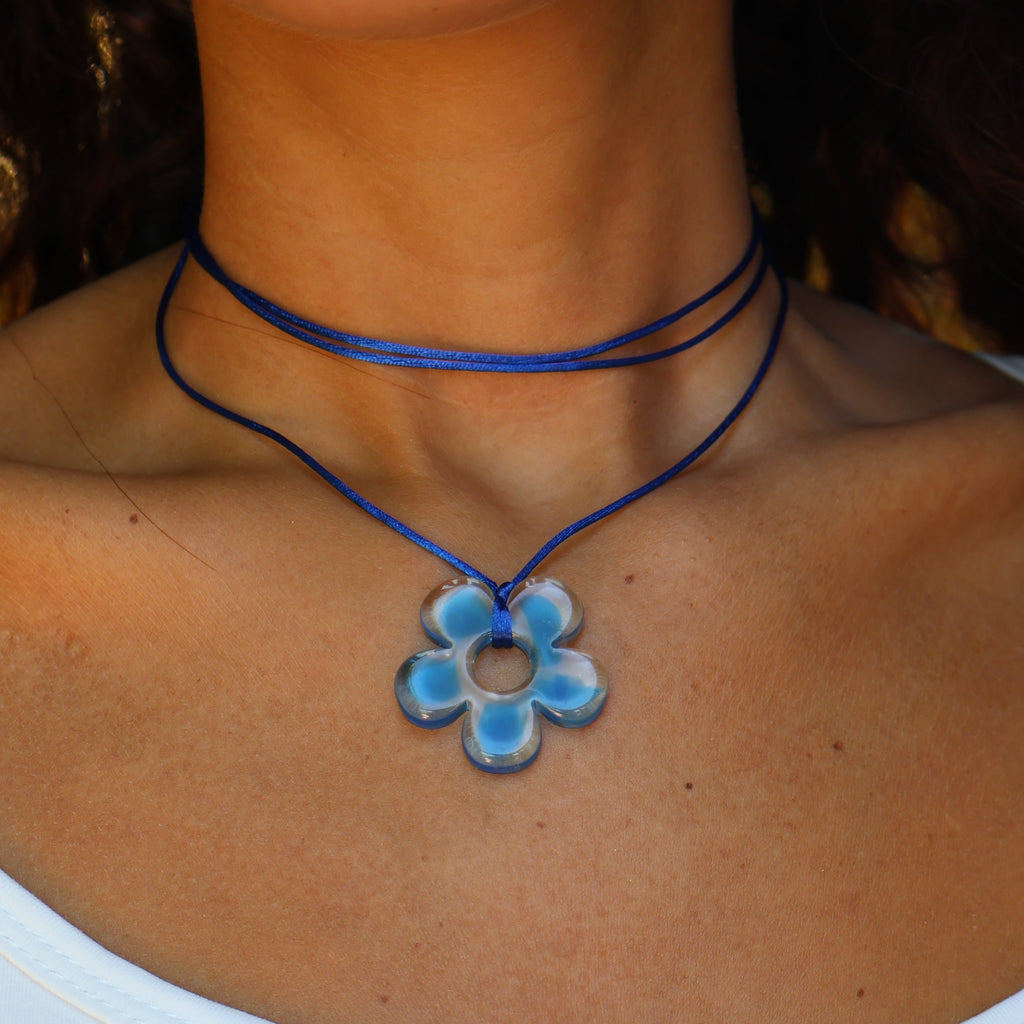 Flower Choker - Blue & Clear