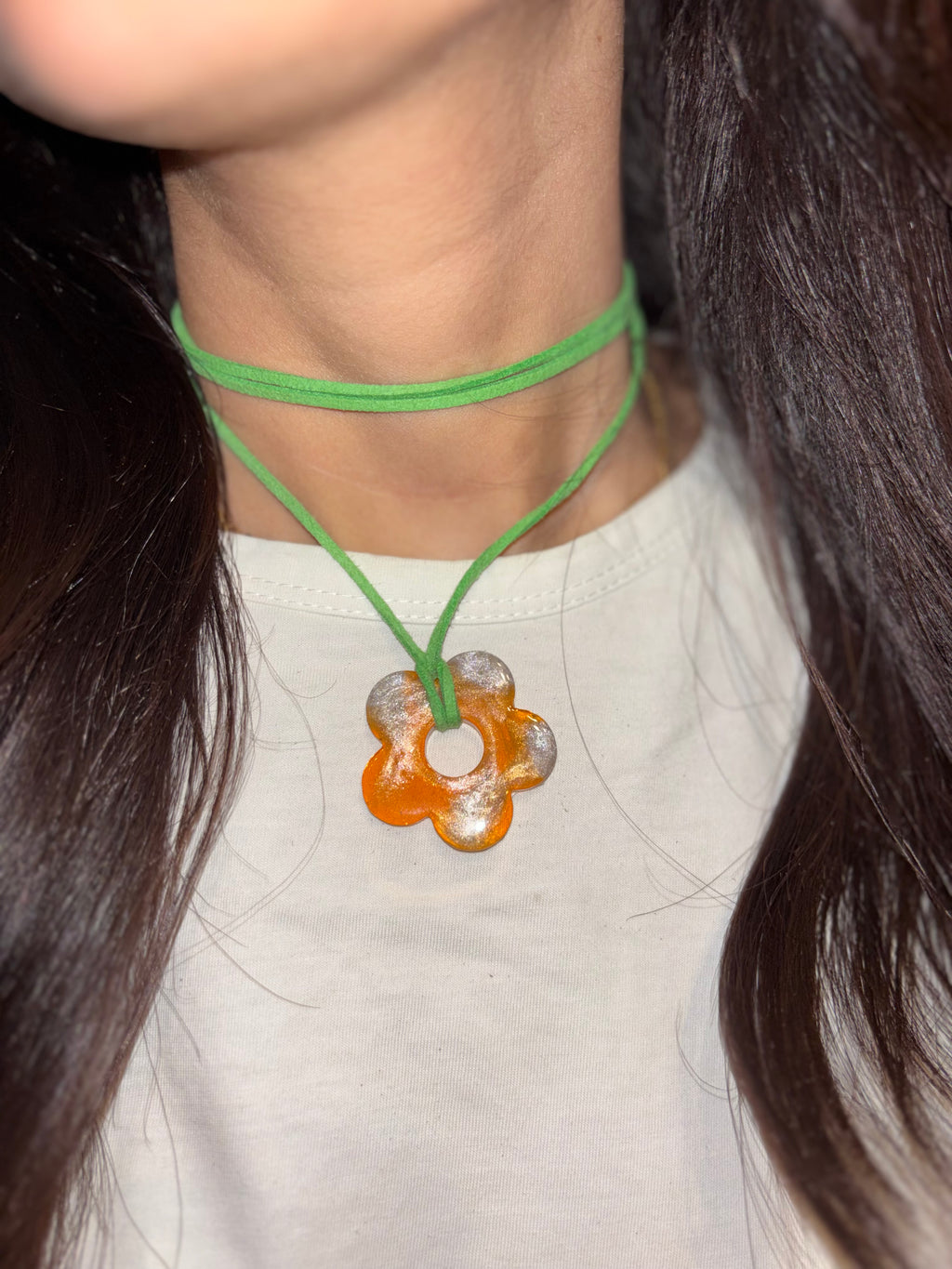Flower Choker - Orange & Green