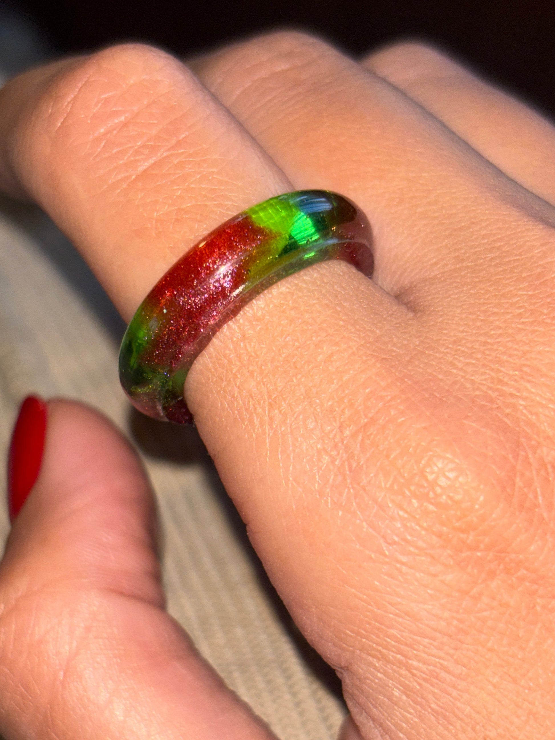 Red & Kiwi Halo Ring