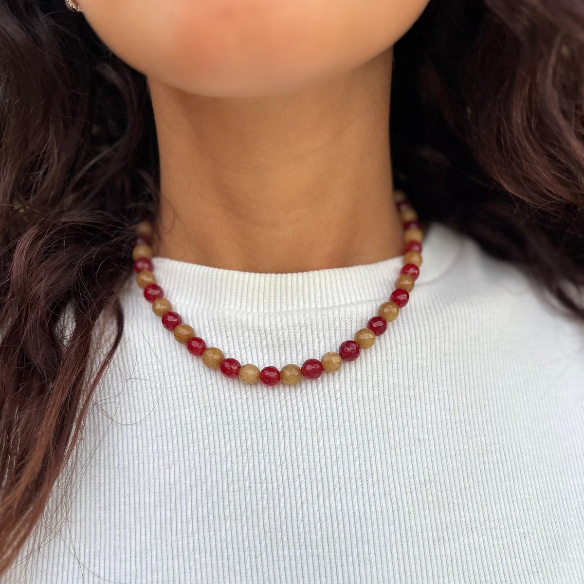 Red Sand Beaded Necklace