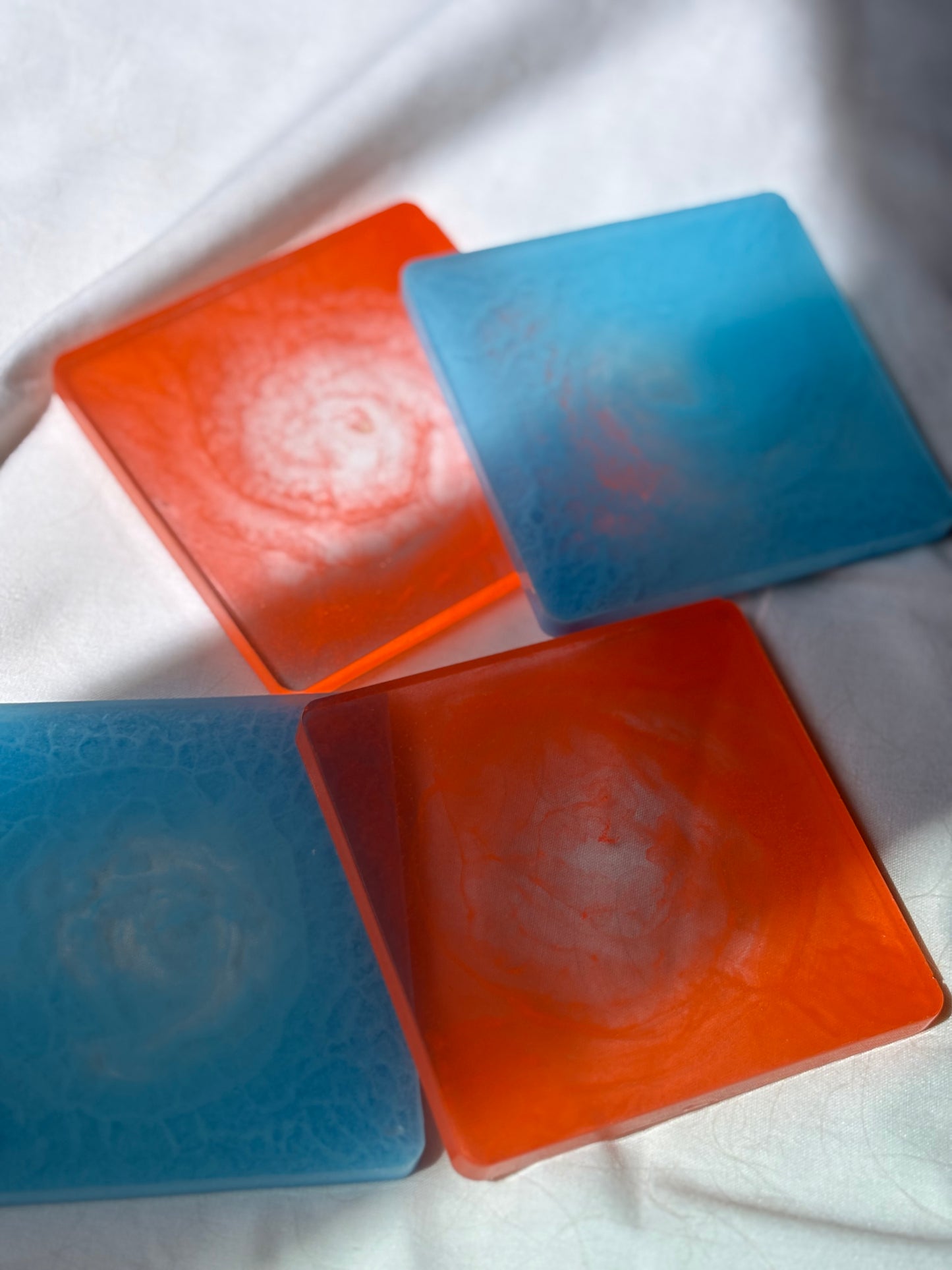 Red & Blue Square Coaster Set (4 pcs)