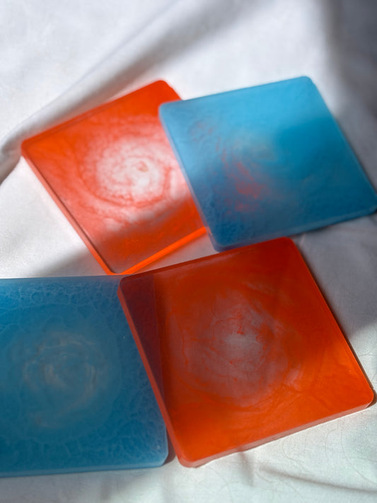 Red & Blue Square Coaster Set (4 pcs)
