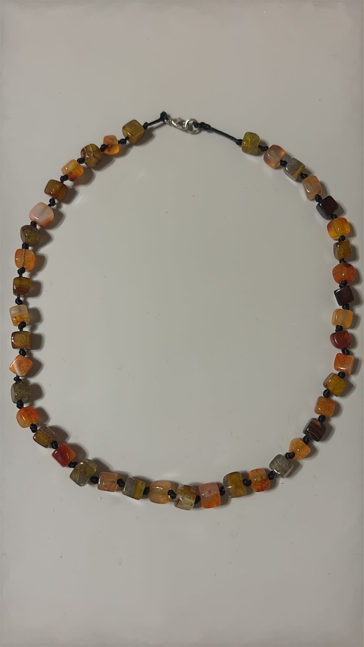 Earth-toned mosaic bead necklace 🤎🧡