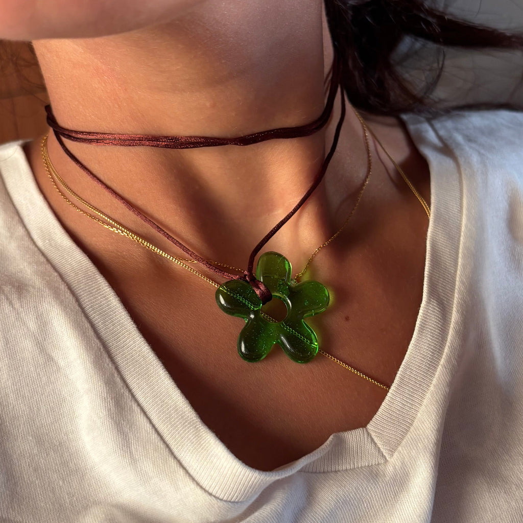 Flower Choker - Kiwi & Brown