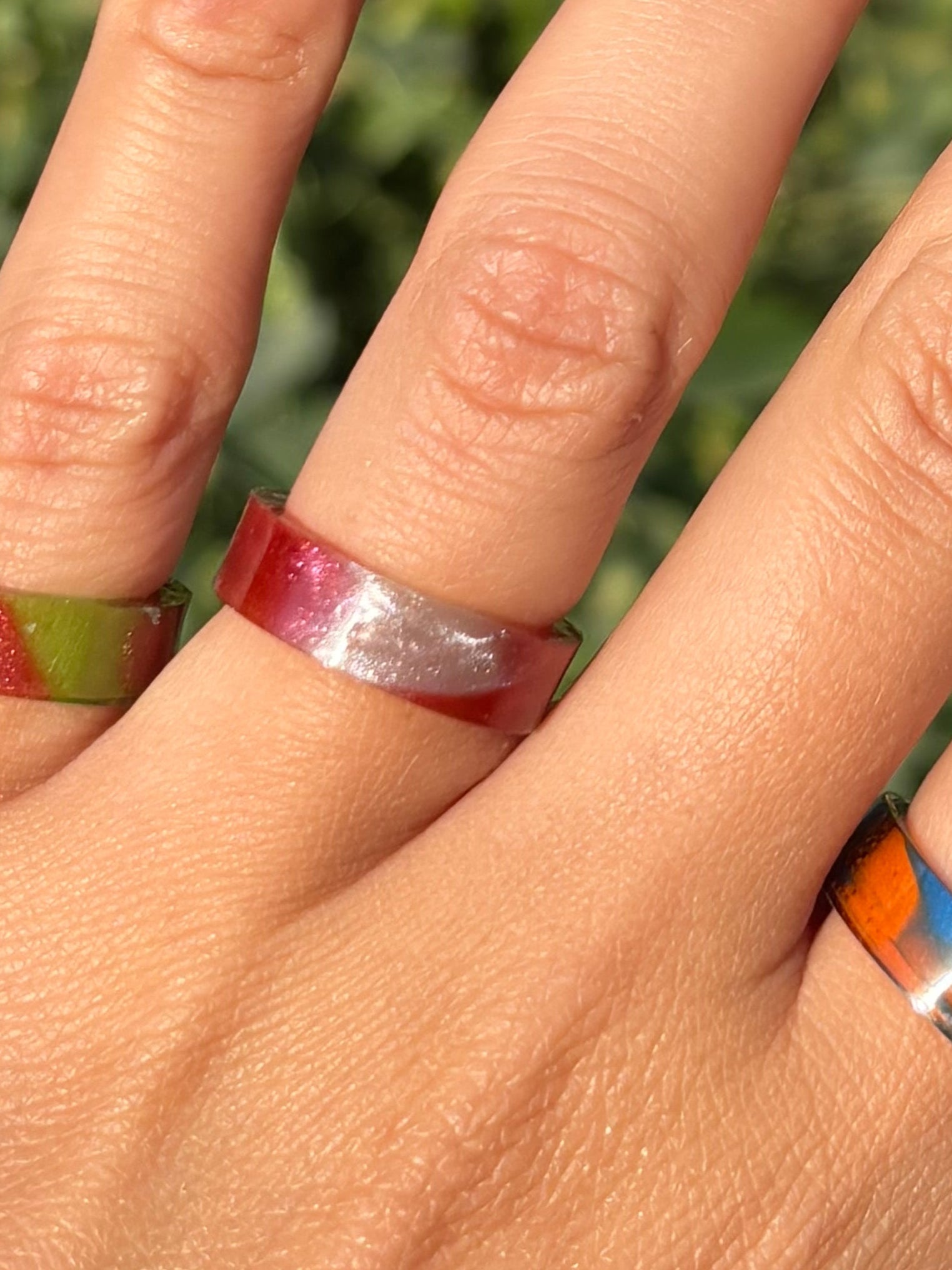 Red & Silver Frame Ring