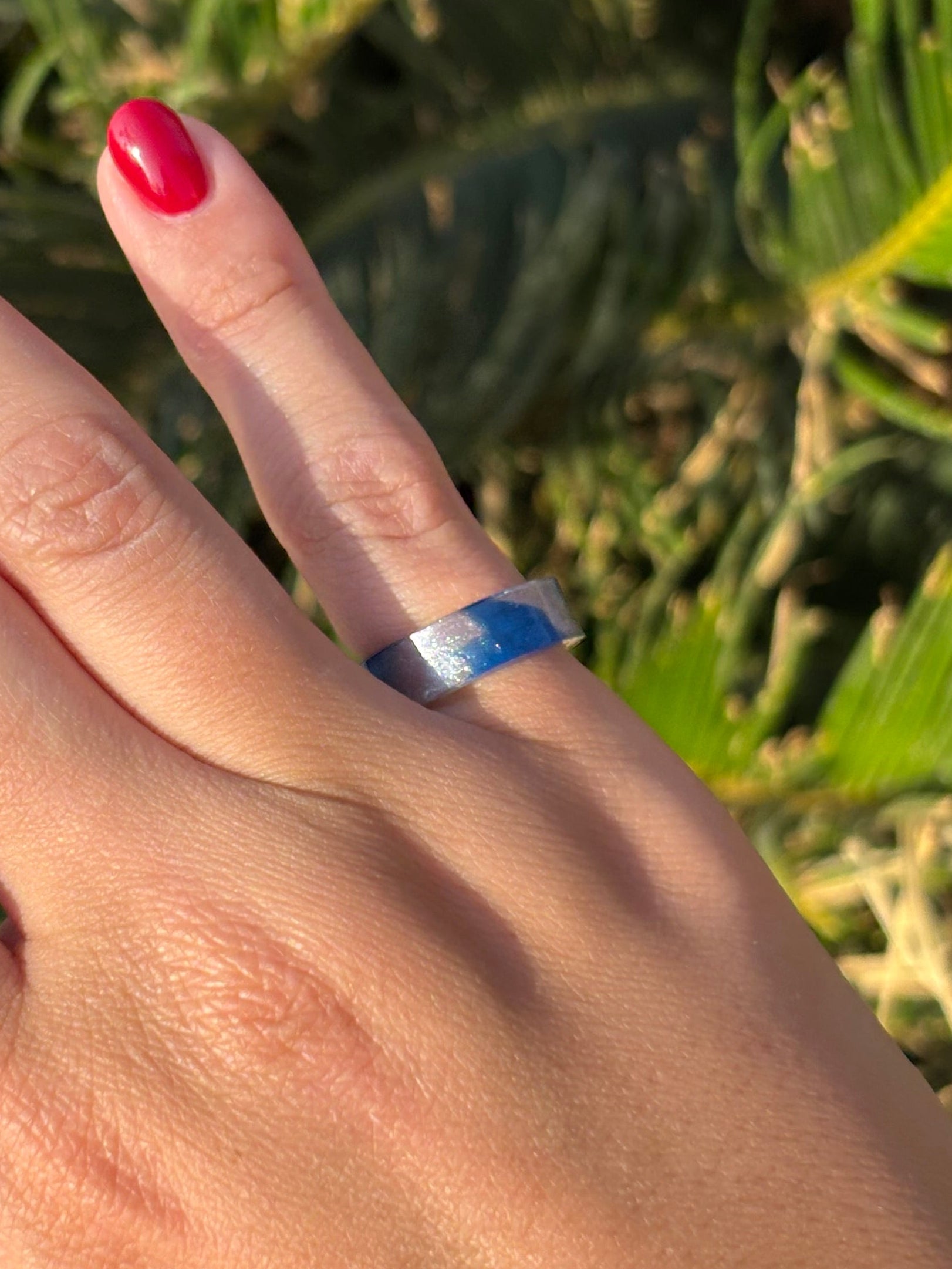 Blueberry & Silver Frame Ring