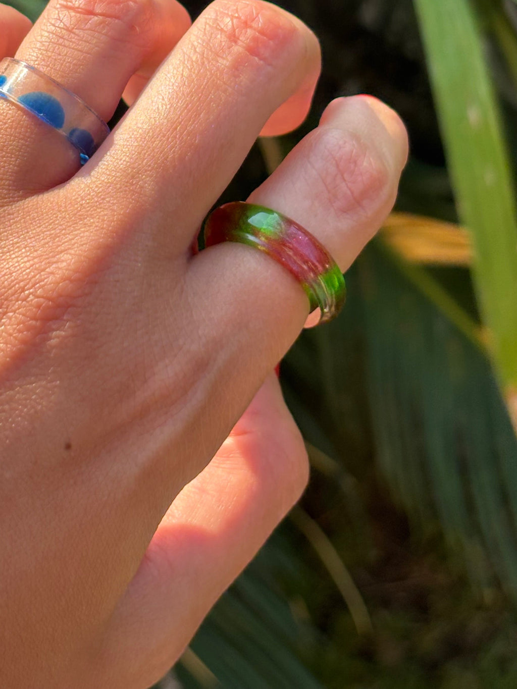 Red & Kiwi Halo Ring