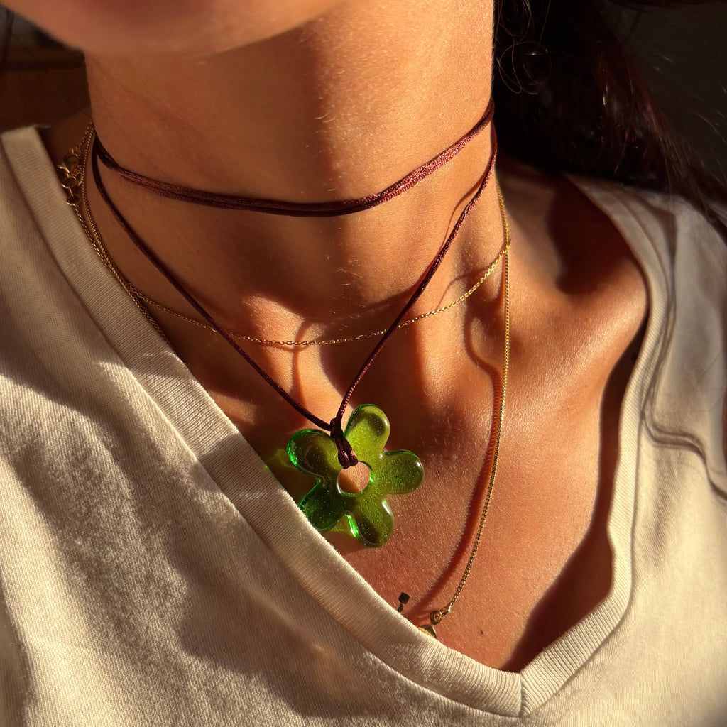 Flower Choker - Kiwi & Brown