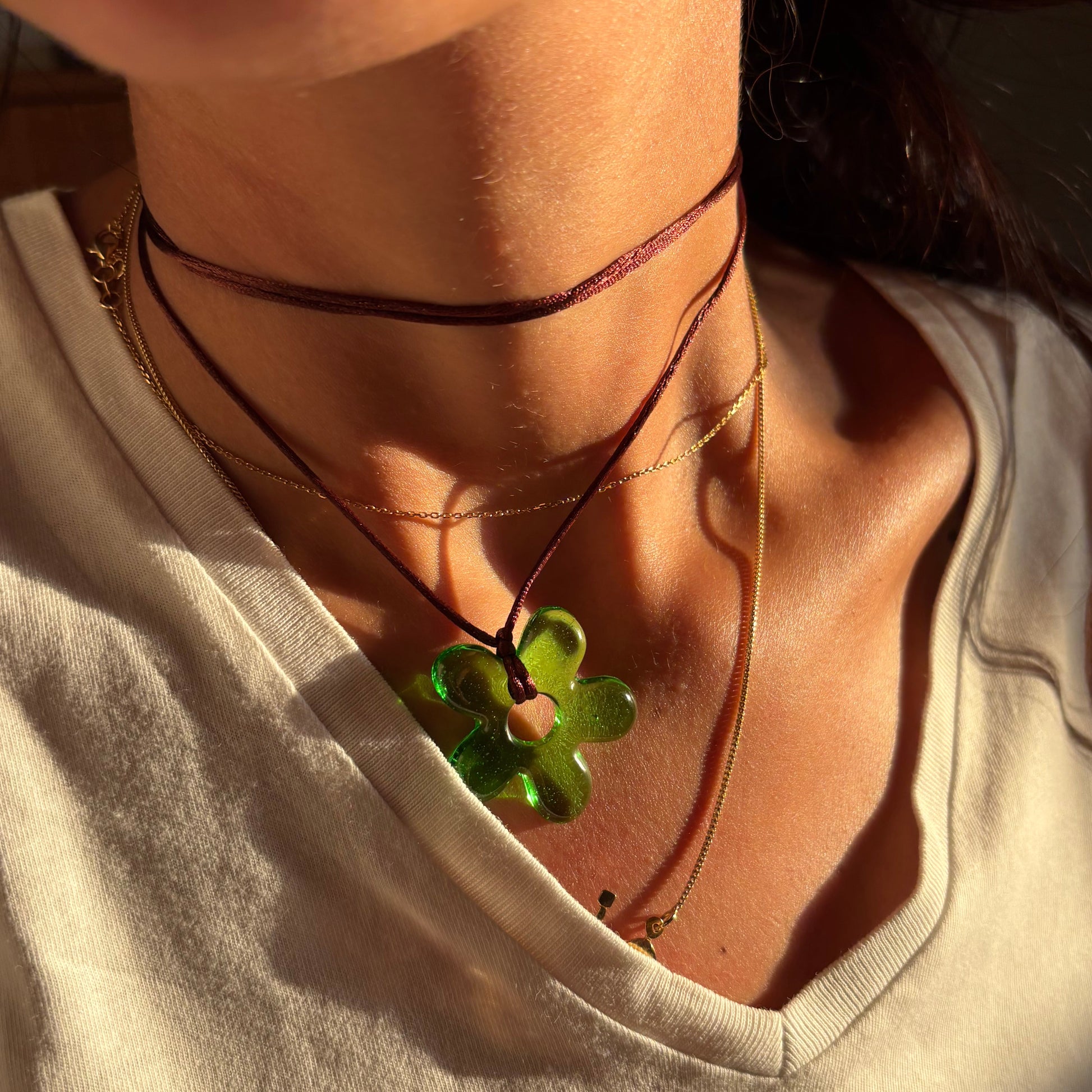 Flower Choker - Kiwi & Brown