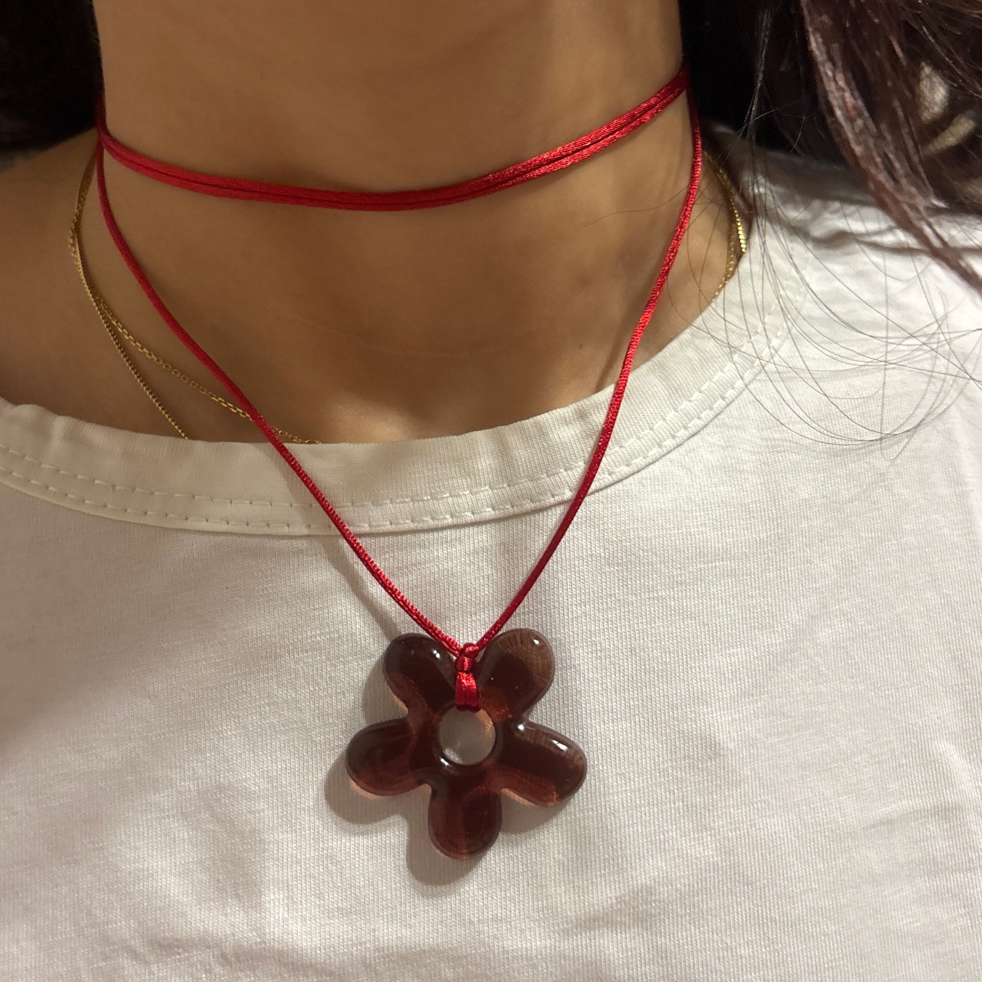 Flower Choker - Brown & Red