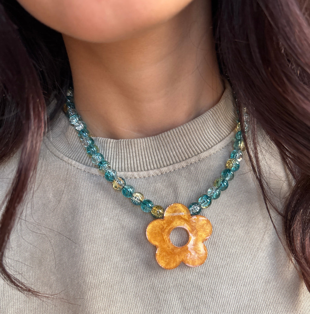 Blue & Yellow Beaded Necklace