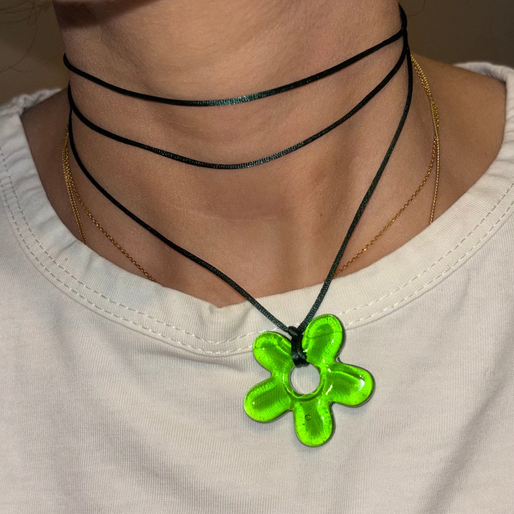 Flower Choker - Kiwi & Dark Green