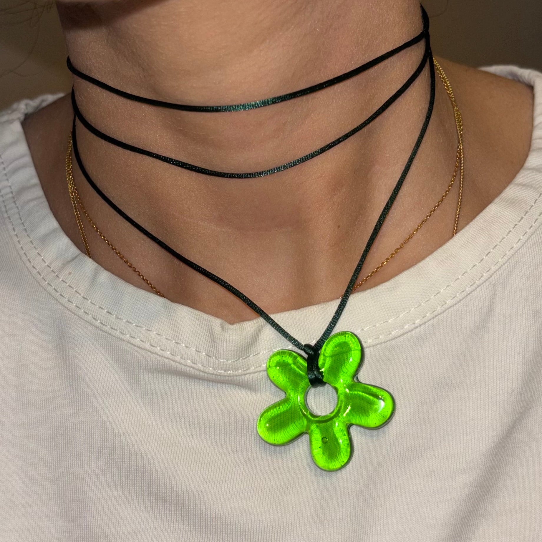 Flower Choker - Kiwi & Dark Green