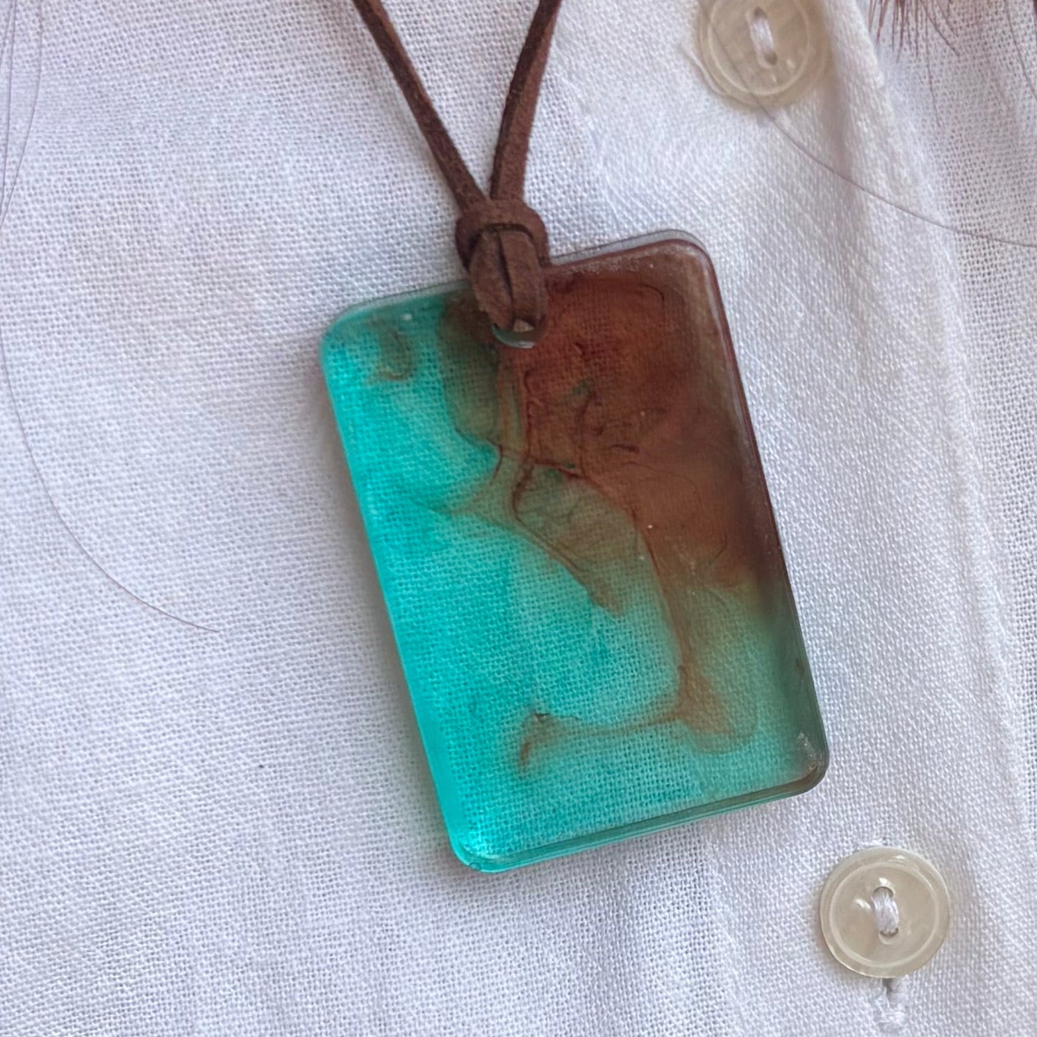 Brown & Teal Choker - Rectangular