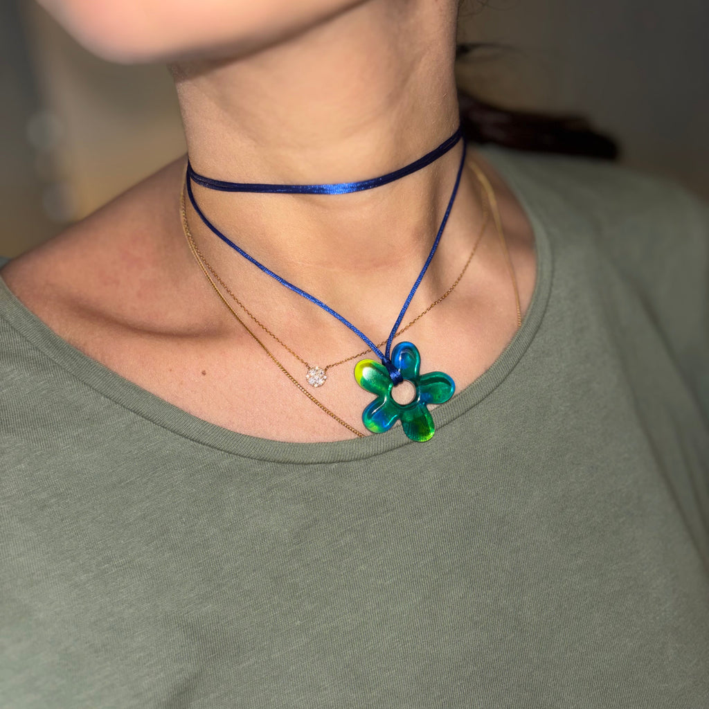 Flower Choker - Blue & Lime