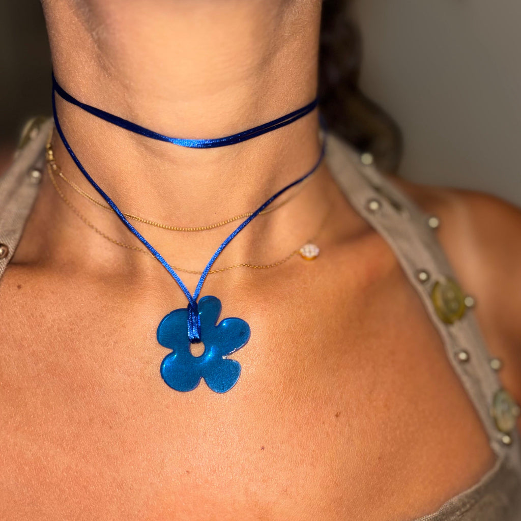 Flower Choker - Cobalt
