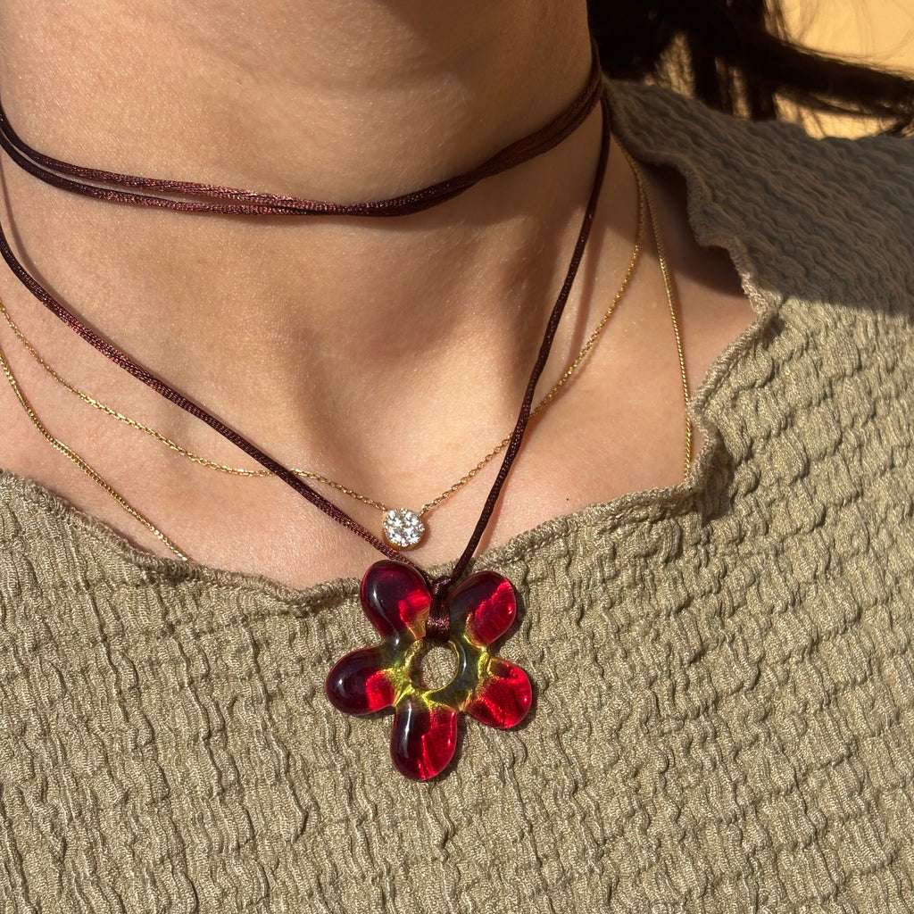 Flower Choker - Red & Lime
