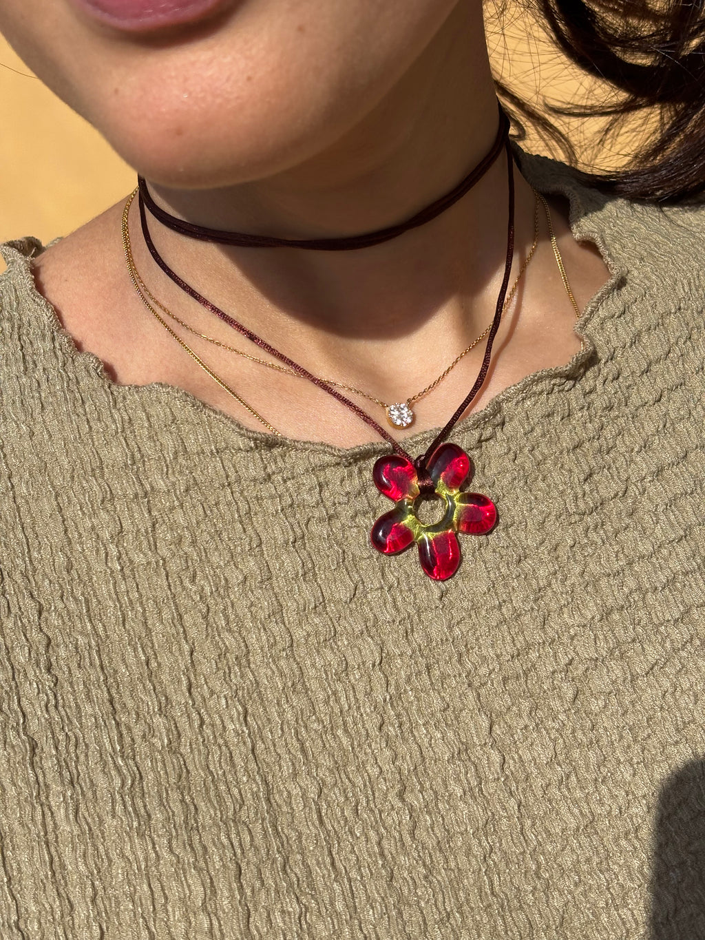 Flower Choker - Red & Lime