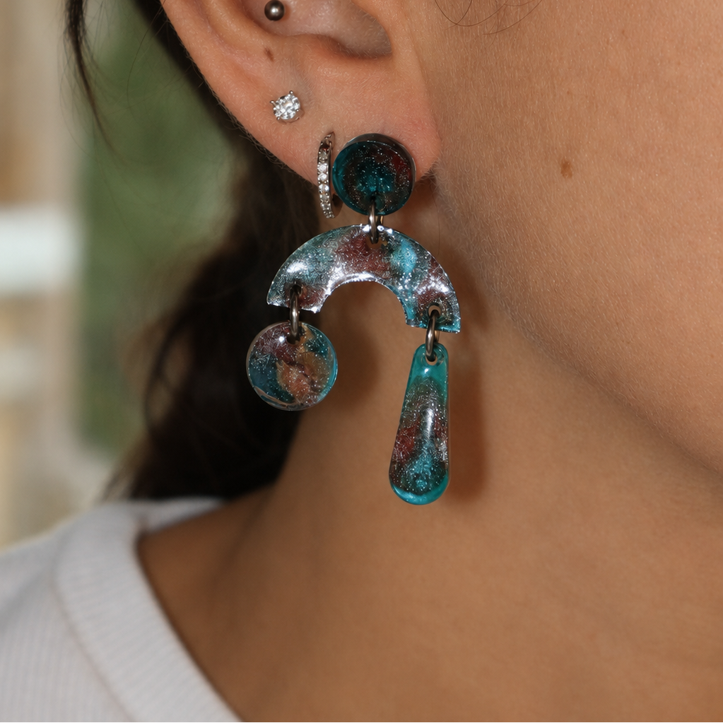 Burnt Teal - Earrings
