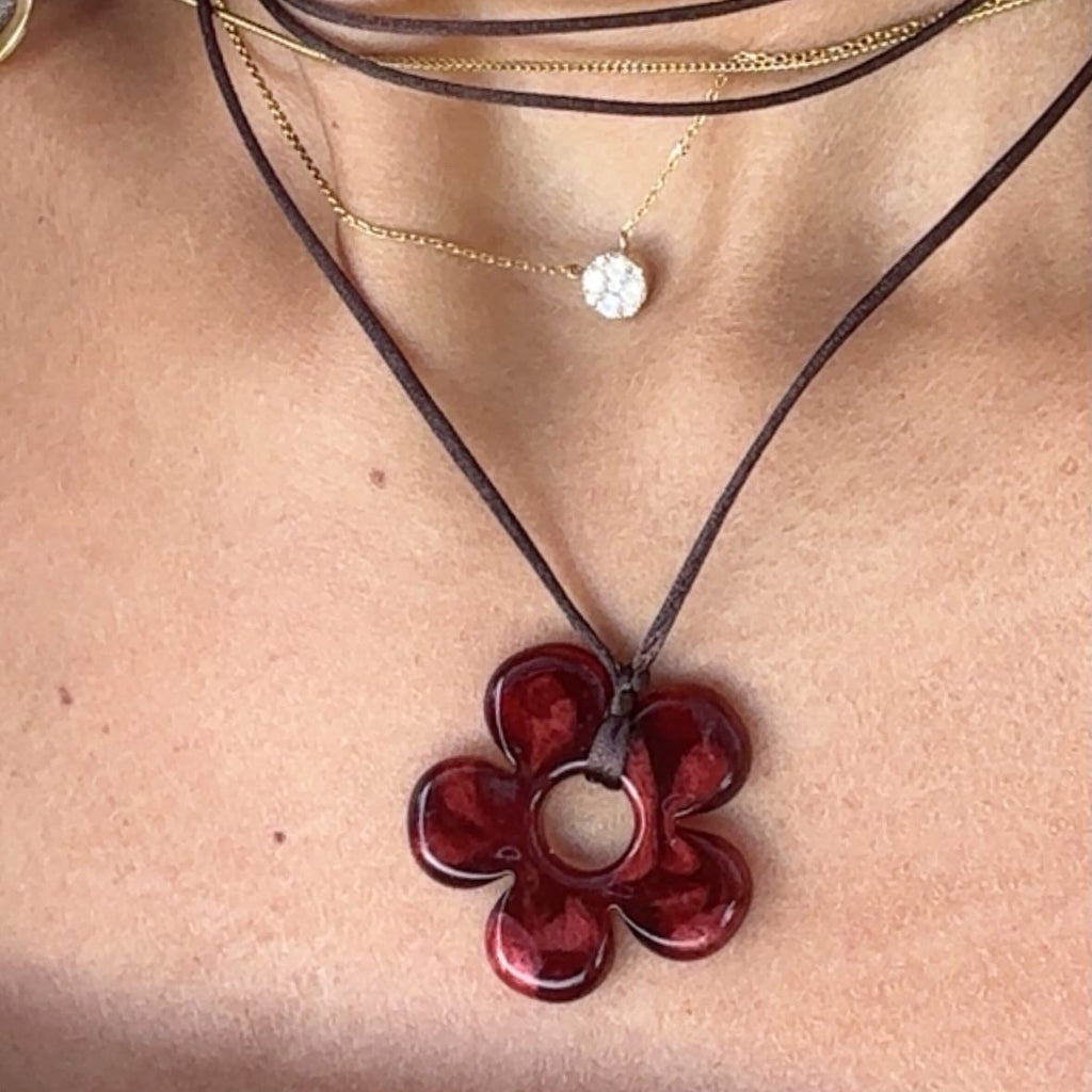 Flower Choker - Brown & Red
