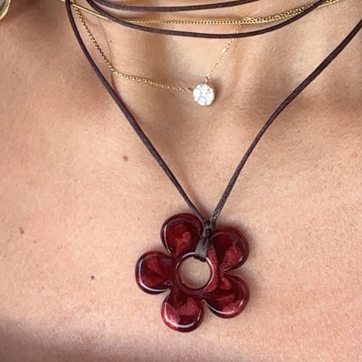 Flower Choker - Brown & Red