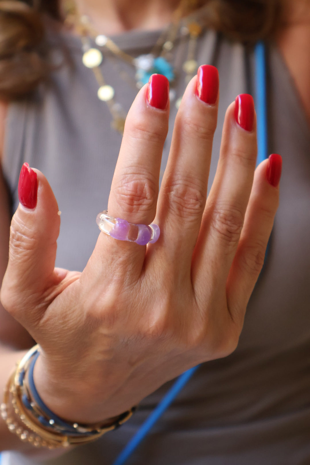 Purple 3D Dots Ring