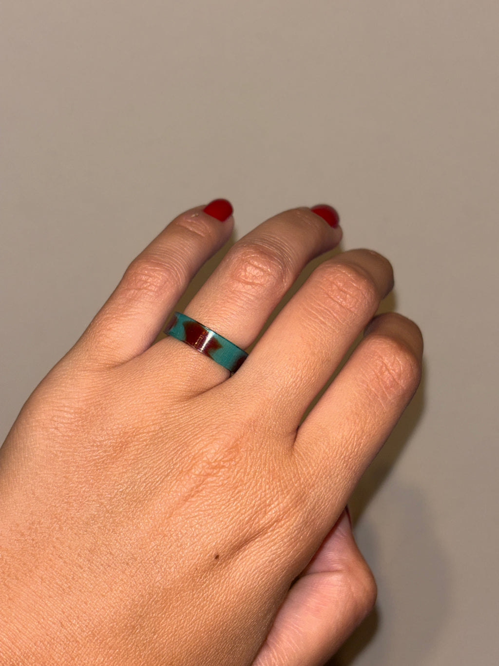 Turquoise & Brown Frame Ring