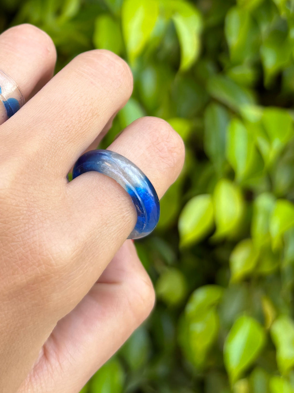Blueberry & Silver Halo Ring