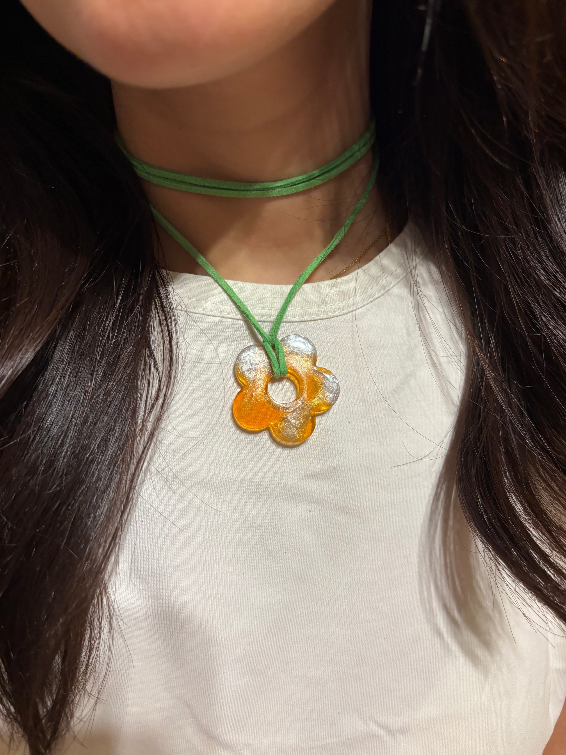 Flower Choker - Orange & Green