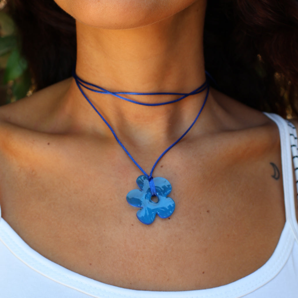 Flower Choker - Cobalt
