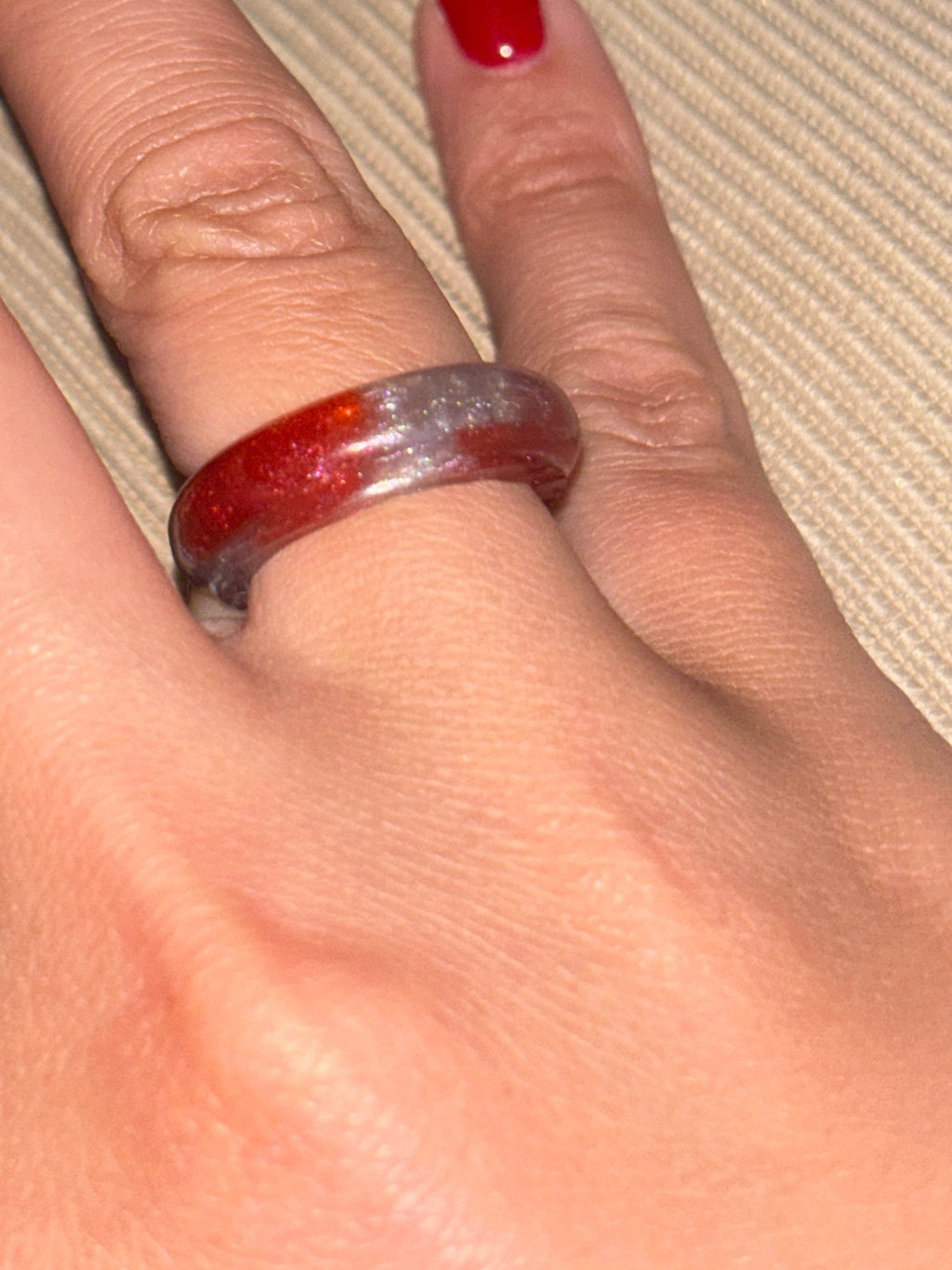 Red & Silver Halo Ring