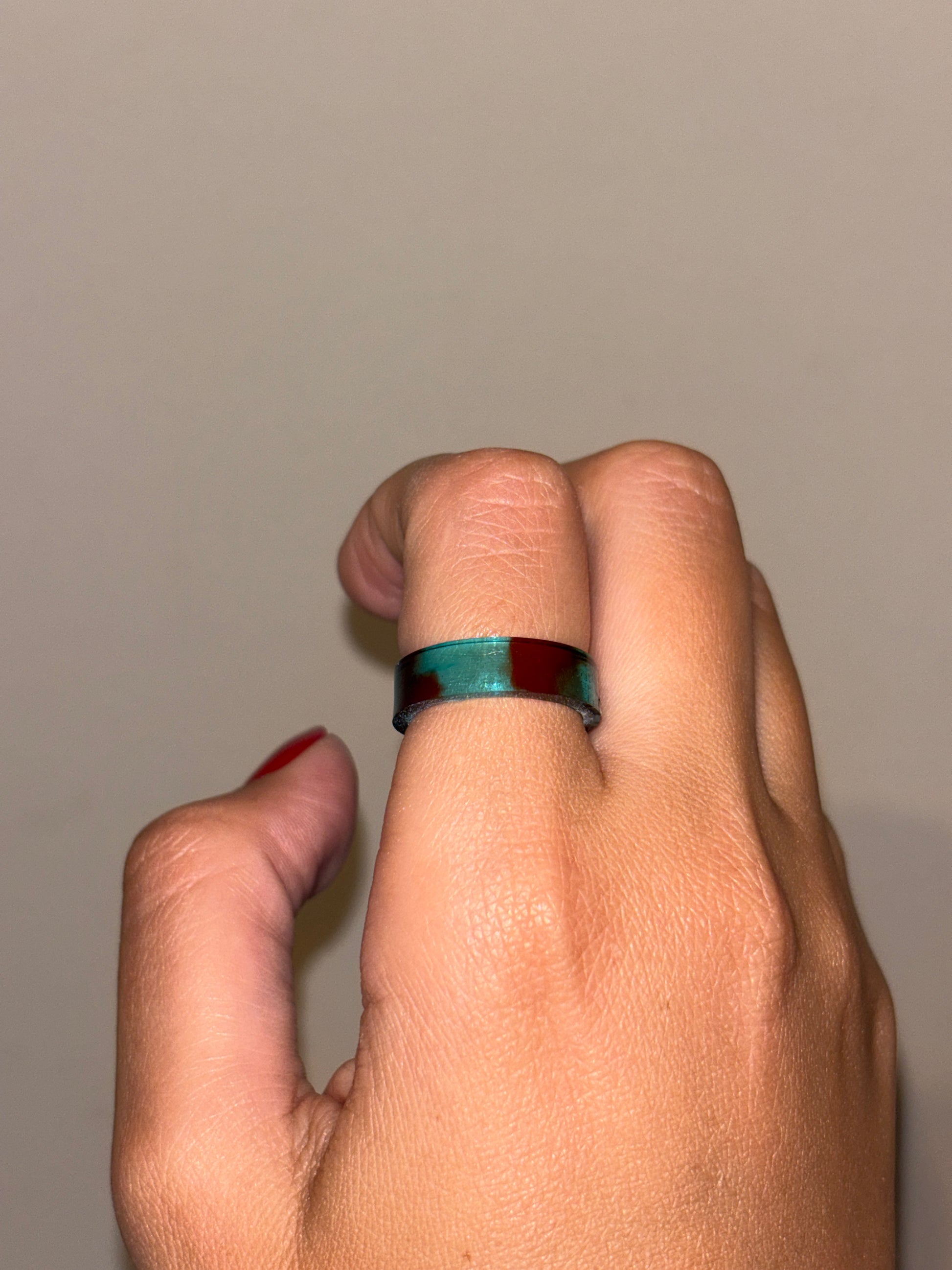Turquoise & Brown Frame Ring
