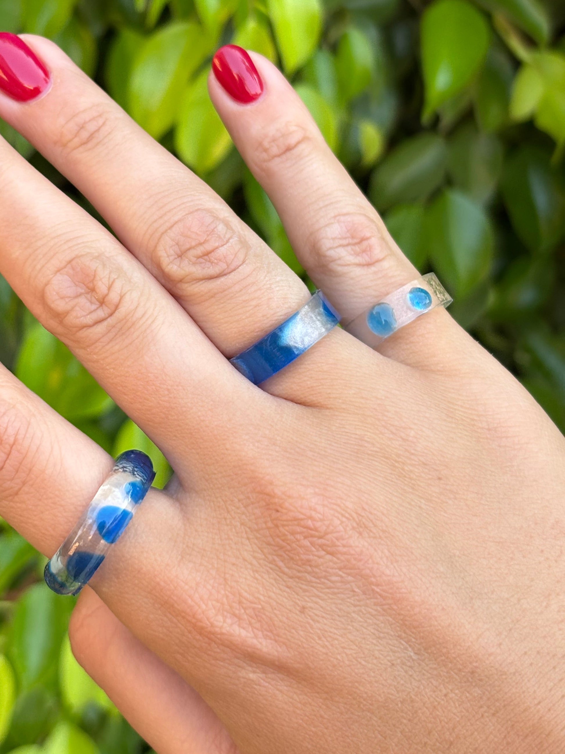 Blueberry & Silver Frame Ring