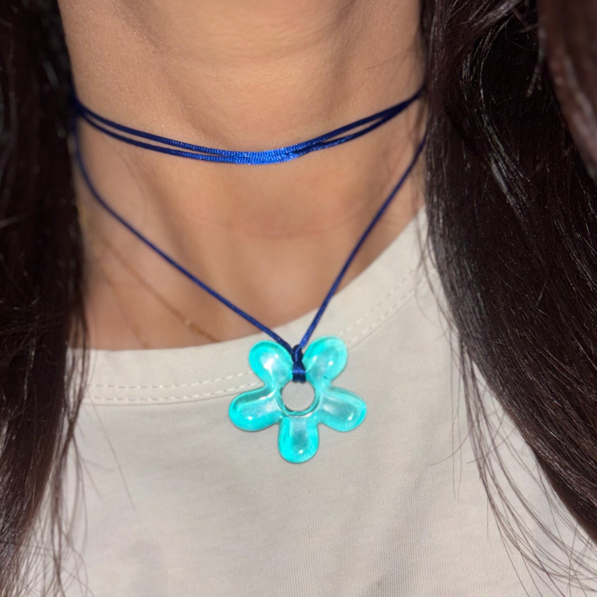 Flower Choker - Aqua